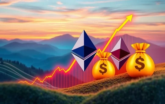 Chart showing significant Ethereum price gains, symbolizing large ETH holders securing profits and impacting the crypto market.