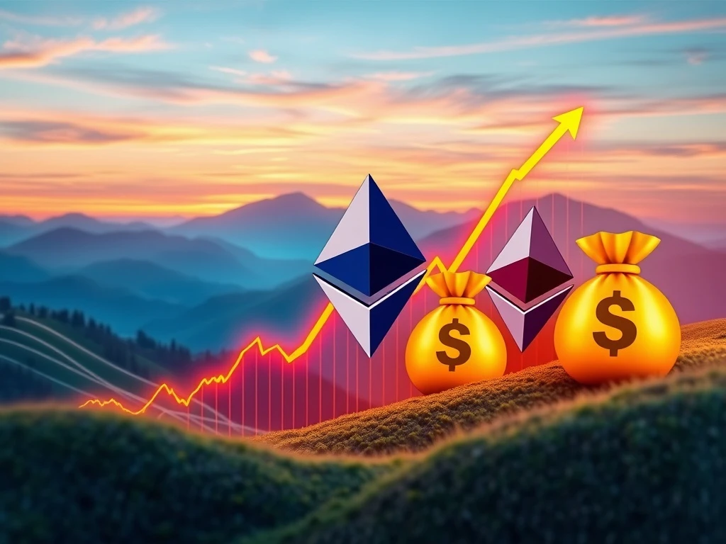 Chart showing significant Ethereum price gains, symbolizing large ETH holders securing profits and impacting the crypto market.