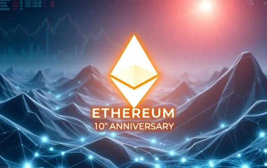 Ethereum 10th anniversary celebration with blockchain technology and financial growth
