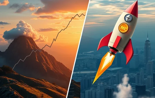 A visual representation of Ethereum price growth and MAGACOIN's ambitious targets, highlighting diverse crypto investment strategies.