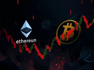 Chart showing a sharp crypto market plunge, with Ethereum and Bitcoin symbols dropping, illustrating the $40 billion selloff in July 2025.