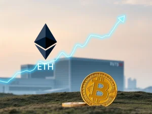 Visualizing Ethereum's spot volume surpassing Bitcoin, highlighting a pivotal shift in crypto market dynamics and altcoin resurgence.