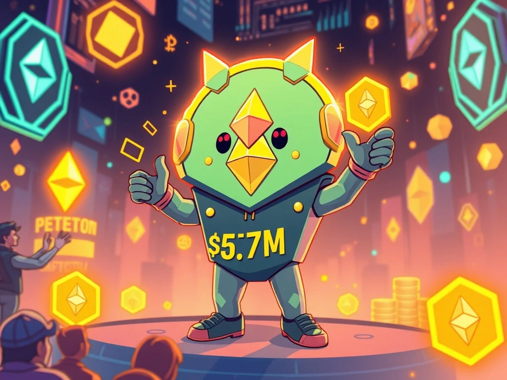 Ethereum meme coin Pepeto celebrating $5.7M presale success with blockchain community