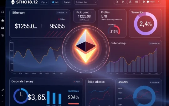 Ethereum news dashboard showing institutional adoption trends and staking rewards