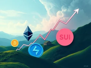 Charts showing dramatic price swings for Spark crypto, Optimism, and Sui amidst general crypto market volatility.