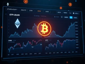 Ethereum and Bitcoin price charts showing ETF-driven stagnation in 2025