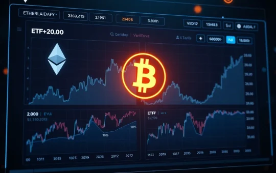 Ethereum and Bitcoin price charts showing ETF-driven stagnation in 2025