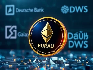 EURAU stablecoin on Ethereum blockchain with Deutsche Bank and Galaxy logos