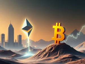 Visualizing Ethereum's surge, fueled by institutional adoption and ETF inflows, outperforming Bitcoin in the crypto market.