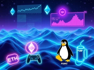 A visual representation of dynamic crypto prediction markets, highlighting Ethereum News, SharpLink's ETH targets, and Solana token movements.
