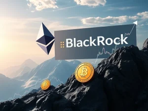 An illustrative image depicting the impact of BlackRock's ETH investment on Ethereum's price, alongside the rising potential of Remittix (RTX) as an exciting altcoin investment.