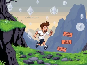 Vitalik.run game screenshot showing Ethereum-themed gameplay with crypto obstacles