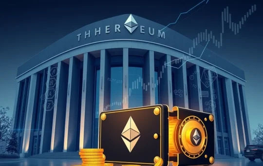 World Liberty Financial's strategic Ethereum News acquisition, showing a secure digital vault filled with ETH, symbolizing institutional crypto growth.