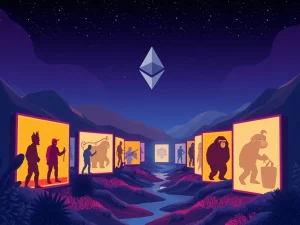 Abstract digital art depicting a rapid surge in NFT sales, featuring pixelated CryptoPunks figures rising against a backdrop of Ethereum blockchain elements, symbolizing the strong crypto market rally.