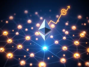 Ethereum blockchain network with rising price chart and open interest data
