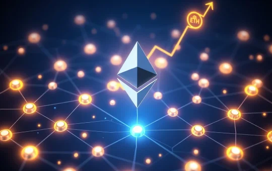 Ethereum blockchain network with rising price chart and open interest data