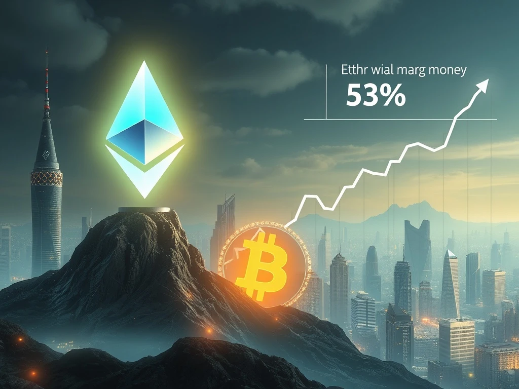 Visualizing Ethereum's potential surge and outperformance against Bitcoin, driven by increasing institutional crypto demand.