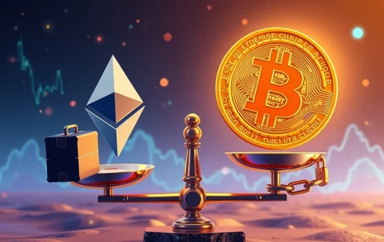 Chart showing Ethereum outperforming Bitcoin, driven by institutional adoption and limited supply, reflecting the ETH price prediction.