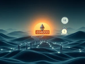 Visual representation of the surging Ethereum PoS exit queue, showing numerous validators unstaking and causing withdrawal delays.