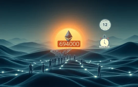 Visual representation of the surging Ethereum PoS exit queue, showing numerous validators unstaking and causing withdrawal delays.