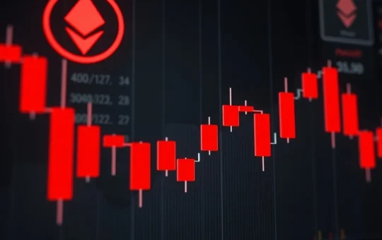 A red candlestick chart illustrating the sharp decline in Ethereum price on July 25, indicating a bearish trend in ETHUSDT.
