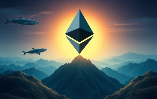 A visual representation of Ethereum price charts showing a strong ETH breakout with green upward arrows, indicating a potential surge towards a $6,000 target.