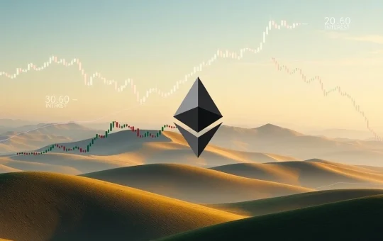 Chart showing Ethereum price consolidation and falling derivatives volume, indicating cautious market sentiment.