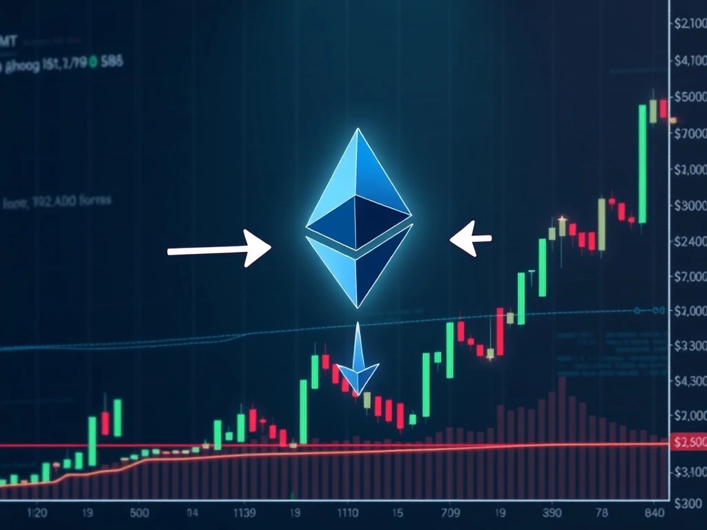 Ethereum price at a critical resistance point, poised for a potential surge or drop based on technical analysis.