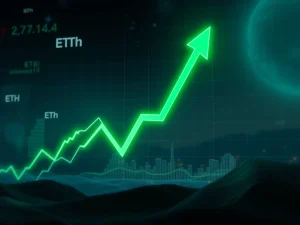 A digital chart showing Ethereum price nearing a critical resistance, symbolizing a potential ETH breakout.