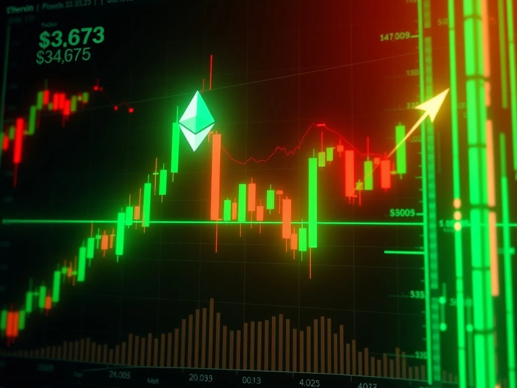 Ethereum price chart showing critical liquidation thresholds at $3,675 and $4,053
