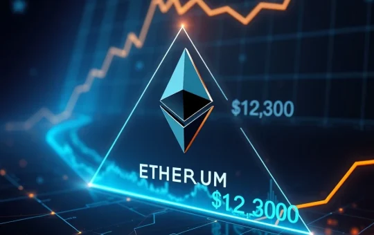 A chart showing an Ethereum (ETH) symmetrical triangle breakout, illustrating the bullish Ethereum price prediction towards a $12K target.
