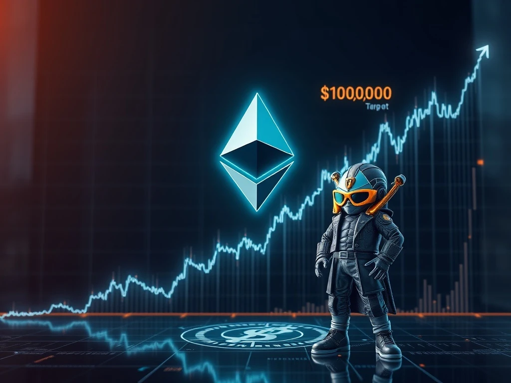 Visualizing Arthur Hayes' bold Ethereum price prediction of $10,000, driven by institutional adoption and CryptoPunks' resurgence.