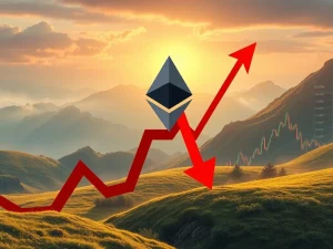 Ethereum price chart showing a bearish divergence, signaling a potential ETH pullback.