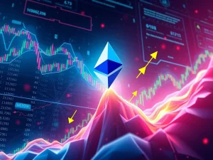 A dynamic chart illustrating Ethereum price action, highlighting key resistance levels and market volatility, reflecting the current market analysis.