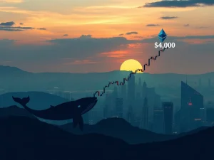 Chart showing Ethereum price retesting key support levels, indicating a bullish ETH outlook driven by significant whale accumulation.