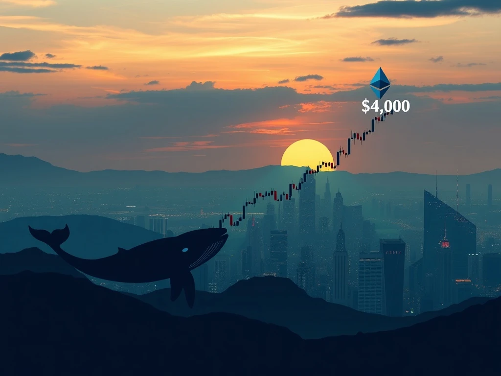 Chart showing Ethereum price retesting key support levels, indicating a bullish ETH outlook driven by significant whale accumulation.