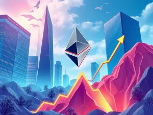 A chart showing Ethereum price rocketing upwards, symbolizing significant growth driven by record ETF inflows and institutional investment.