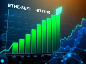 A chart showing a significant rise in Ethereum price, indicating strong ETH ETF inflows and a bullish market outlook.