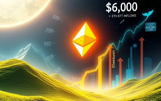 Chart showing the explosive Ethereum price surge driven by ETH ETF inflows and crypto whale buys, nearing $4,000.