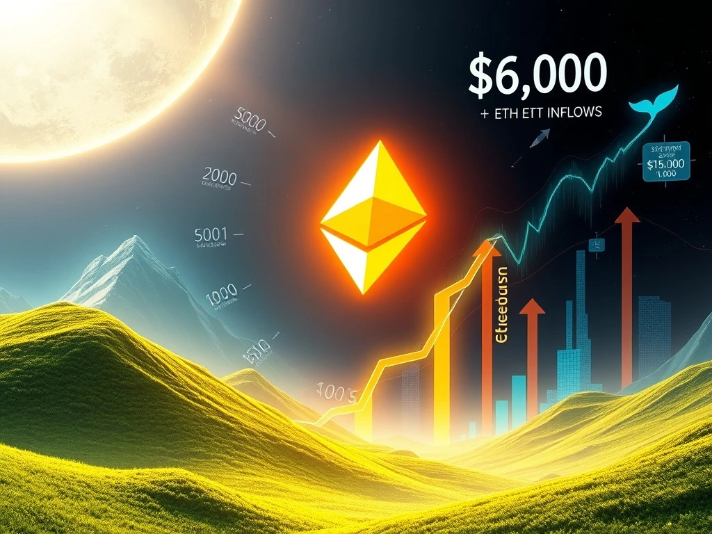 Chart showing the explosive Ethereum price surge driven by ETH ETF inflows and crypto whale buys, nearing $4,000.