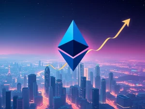A digital representation of Ethereum's price surge, symbolizing the strong ETH ETF optimism and growing institutional demand.