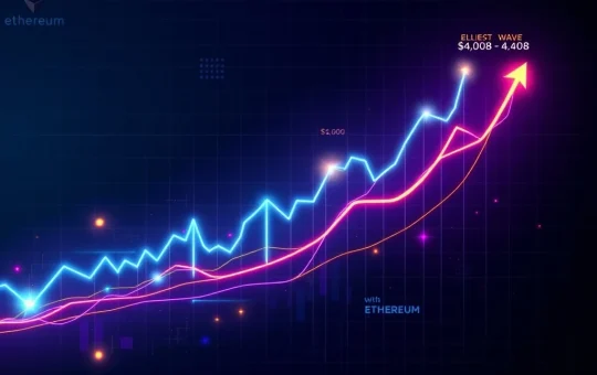 An Ethereum price chart illustrating the Elliott Wave 3 impulse, highlighting the ETH price targets of $4,008 and $4,408.