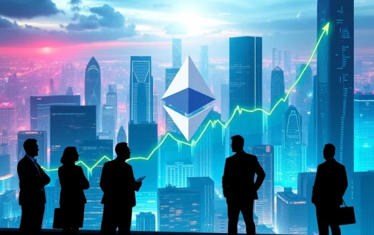 A dynamic chart showing a significant increase in Ethereum price, illustrating the impact of institutional demand and ETH ETF inflows.
