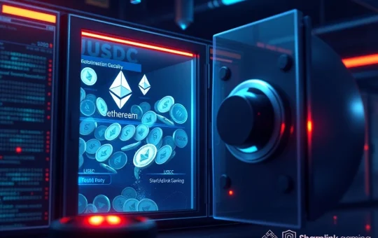 SharpLink Gaming's $140M USDC transaction hinting at significant Ethereum purchases, illustrating institutional crypto investment.