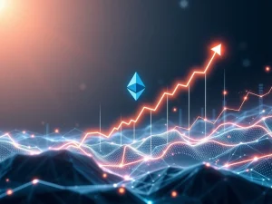 A vibrant chart illustrating Ethereum spot volume surging past Bitcoin, symbolizing a significant shift in crypto market dynamics.