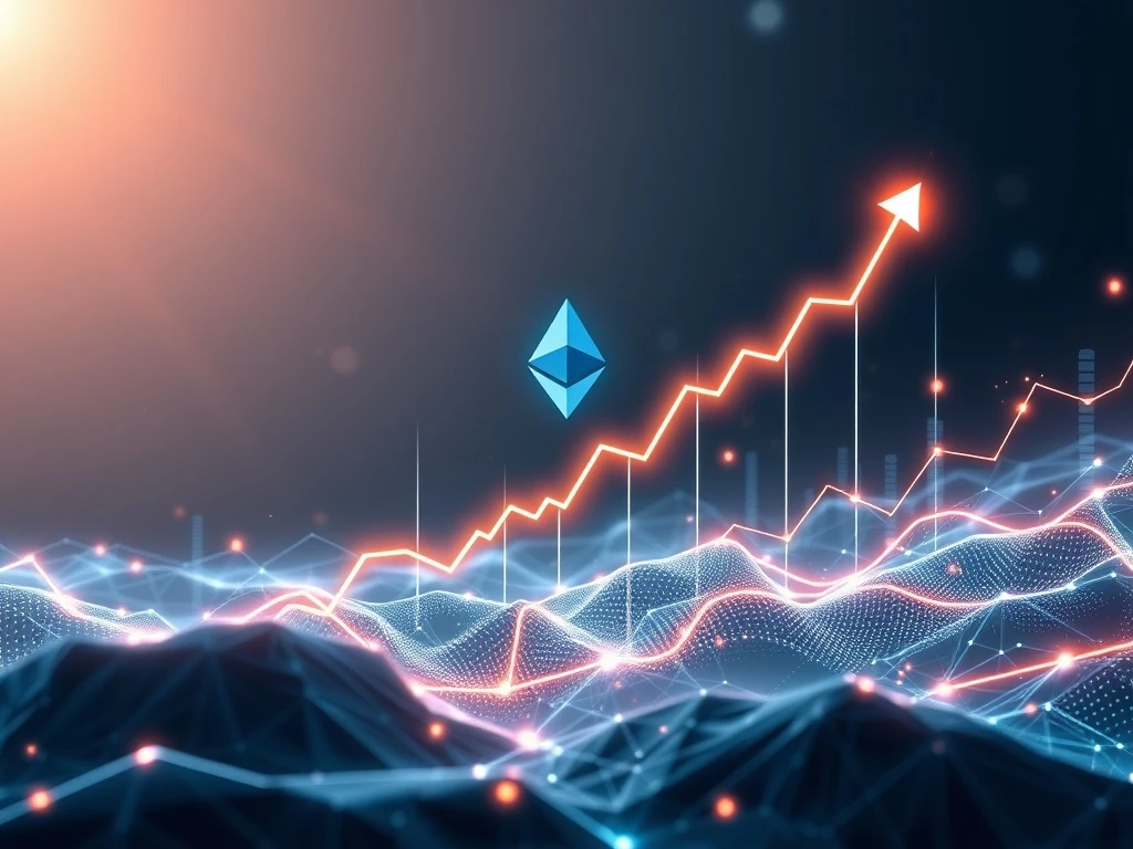 A vibrant chart illustrating Ethereum spot volume surging past Bitcoin, symbolizing a significant shift in crypto market dynamics.