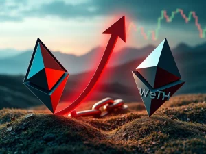Visualizing the urgent threat to Ethereum stability as wETH borrowing costs surge, highlighting DeFi lending risks.