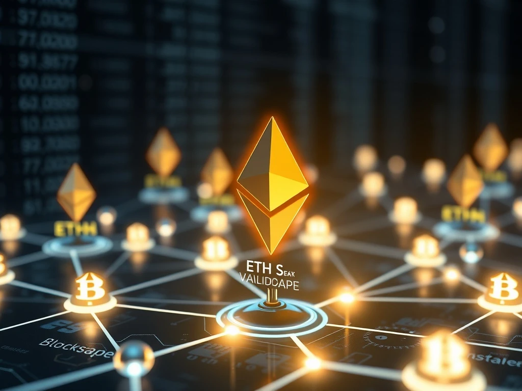 Visualizing Blockscape's significant Ethereum staking growth, now a top 50 ETH validator, reinforcing network security.