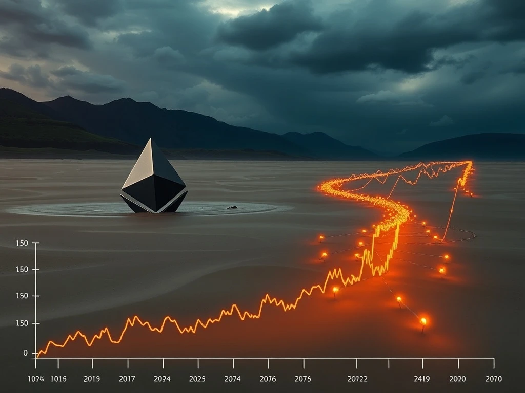 An urgent visual representing the Ethereum staking crisis, showing validator queues and spiking ETH borrow rates due to stETH liquidation.