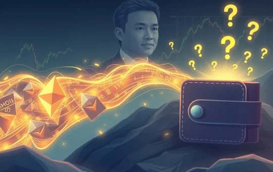 An illustration of Justin Sun's monumental Ethereum transfer, highlighting its impact on crypto market liquidity and investor sentiment.
